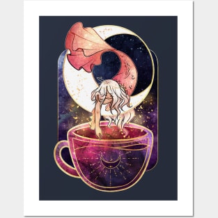 Mermaid Teacup - Celestial Moon Mermaid Posters and Art